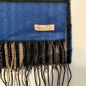 100% Cashmere Striped Scarf – Made in England